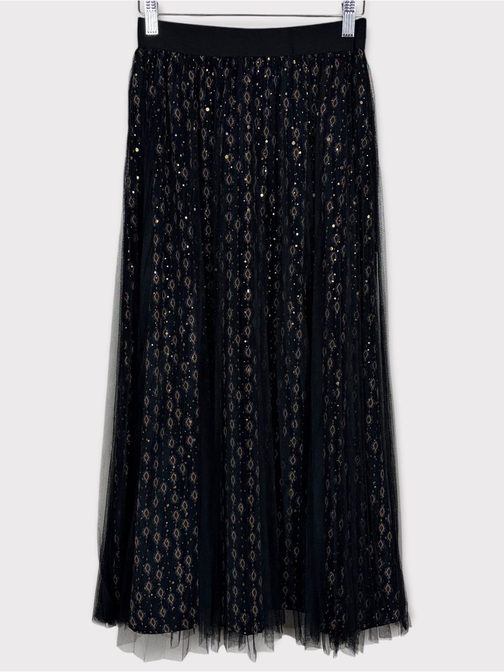 Molly Bracken Tulle Sheer Metallic Maxi Skirt XS Fairy Grunge Whimsigoth Witchy